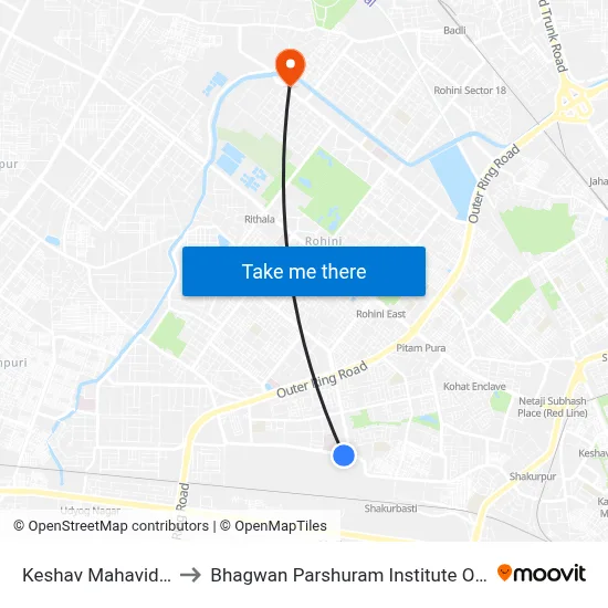 Keshav Mahavidhyalaya to Bhagwan Parshuram Institute Of Technology map