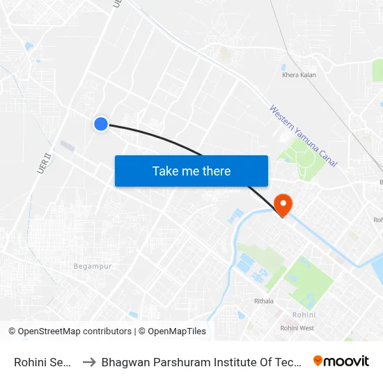 Rohini Sec 35 to Bhagwan Parshuram Institute Of Technology map