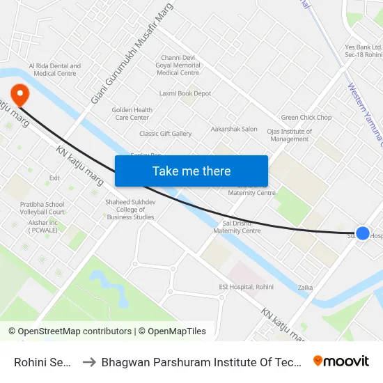Rohini Sec 15 to Bhagwan Parshuram Institute Of Technology map