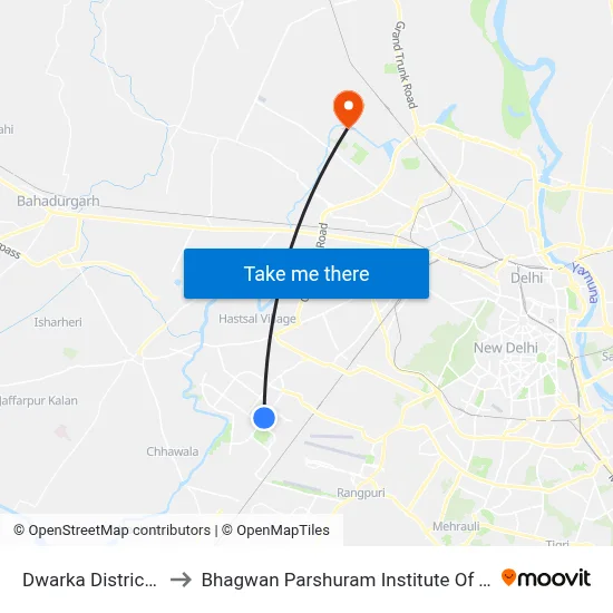 Dwarka District Court to Bhagwan Parshuram Institute Of Technology map