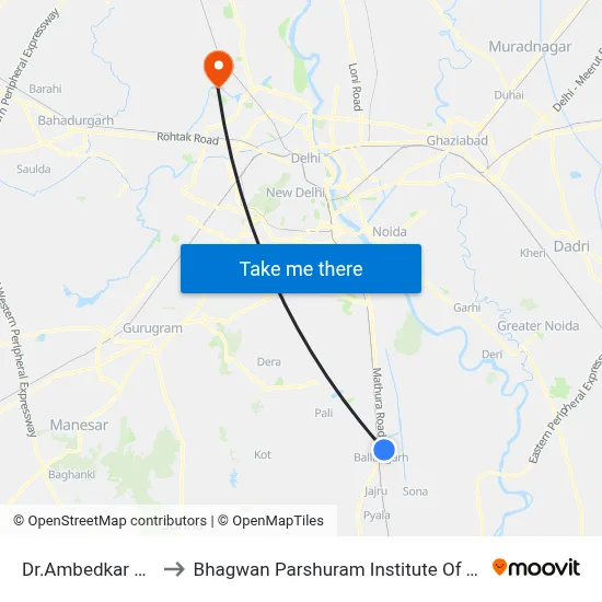 Dr.Ambedkar Chowk to Bhagwan Parshuram Institute Of Technology map