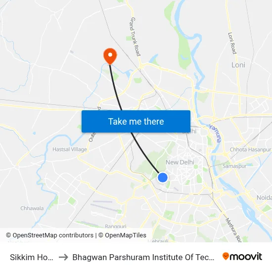 Sikkim House to Bhagwan Parshuram Institute Of Technology map