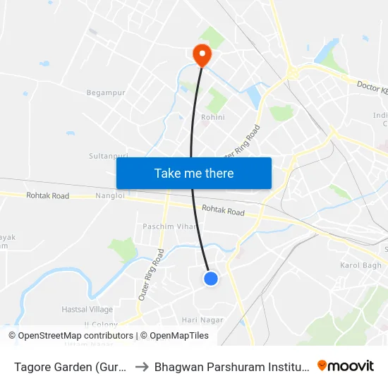 Tagore Garden (Gurudwara Road to Bhagwan Parshuram Institute Of Technology map