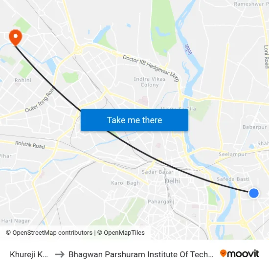 Khureji Khas to Bhagwan Parshuram Institute Of Technology map