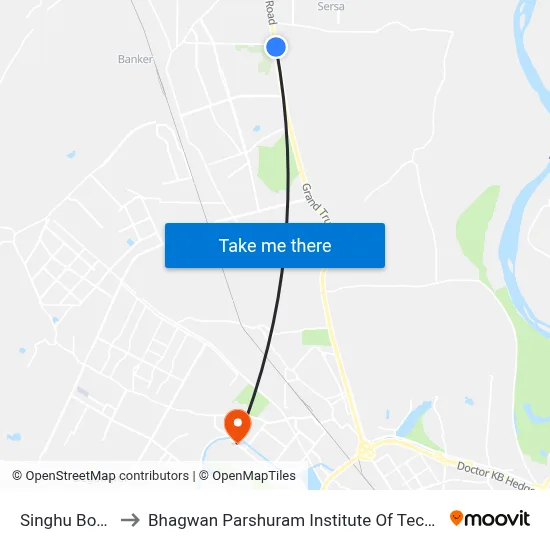 Singhu Border to Bhagwan Parshuram Institute Of Technology map