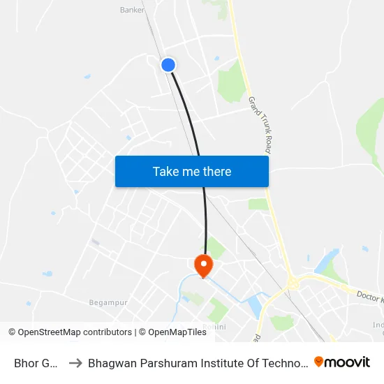 Bhor Garh to Bhagwan Parshuram Institute Of Technology map