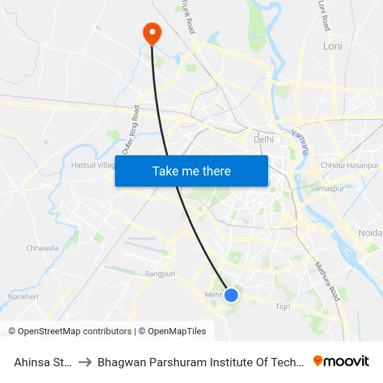 Ahinsa Sthal to Bhagwan Parshuram Institute Of Technology map