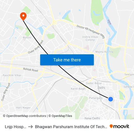 Lnjp Hospital to Bhagwan Parshuram Institute Of Technology map