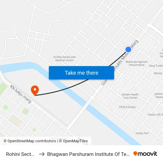 Rohini Sector 17 to Bhagwan Parshuram Institute Of Technology map