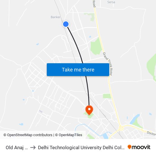 Old Anaj Mandi to Delhi Technological University Delhi College Of Engineering map