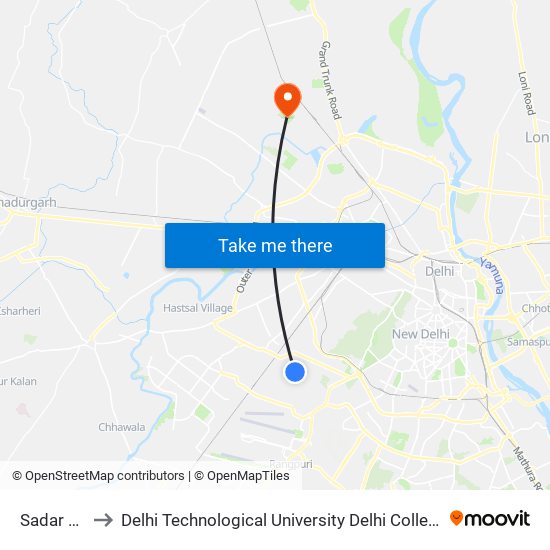 Sadar Bazar to Delhi Technological University Delhi College Of Engineering map
