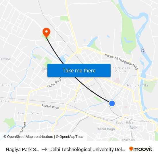 Nagiya Park Shakti Nagar to Delhi Technological University Delhi College Of Engineering map