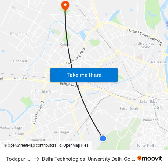 Todapur Village to Delhi Technological University Delhi College Of Engineering map