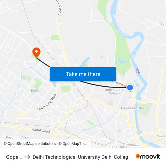 Gopalpur to Delhi Technological University Delhi College Of Engineering map