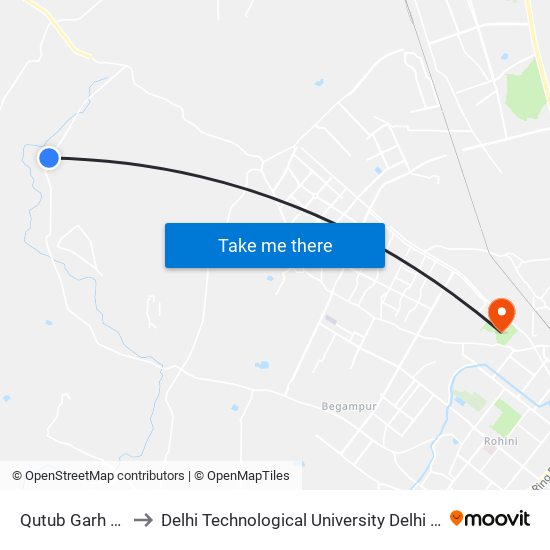 Qutub Garh Village (T) to Delhi Technological University Delhi College Of Engineering map