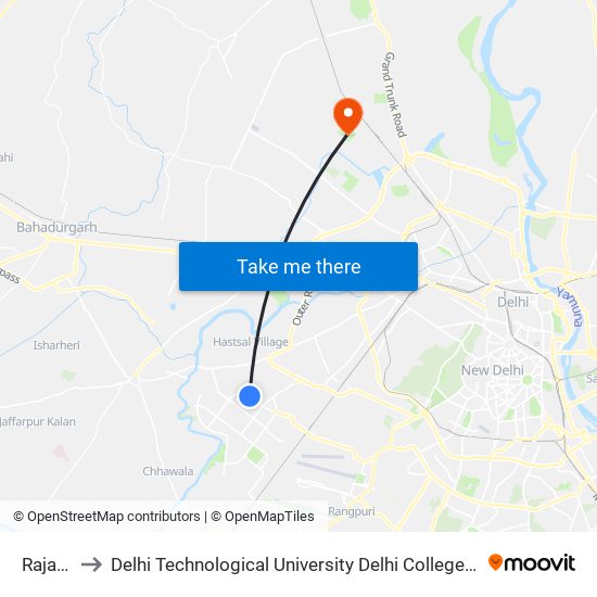 Rajapuri to Delhi Technological University Delhi College Of Engineering map