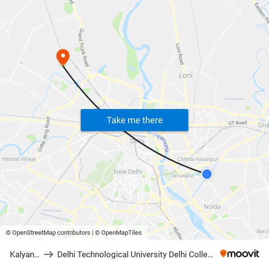 Kalyan Puri to Delhi Technological University Delhi College Of Engineering map