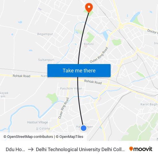 Ddu Hospital to Delhi Technological University Delhi College Of Engineering map