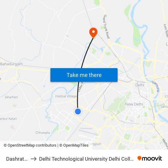 Dashrath Puri to Delhi Technological University Delhi College Of Engineering map