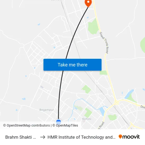Brahm Shakti Hospital to HMR Institute of Technology and Management map