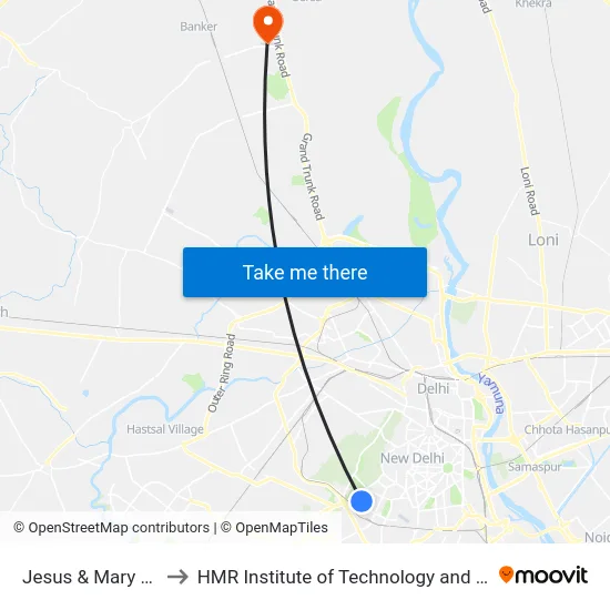 Jesus & Mary College to HMR Institute of Technology and Management map