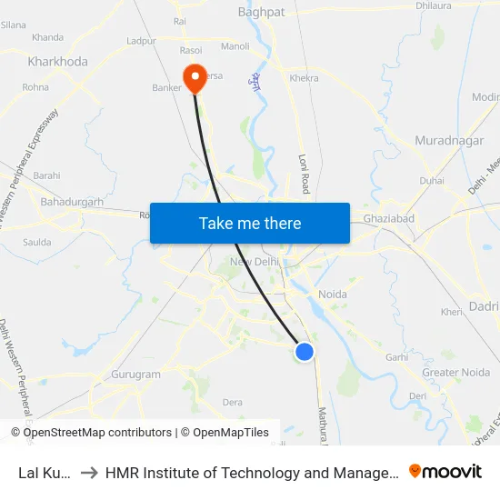 Lal Kuan to HMR Institute of Technology and Management map