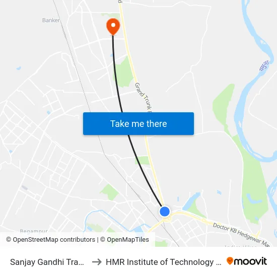Sanjay Gandhi Transport Nagar to HMR Institute of Technology and Management map
