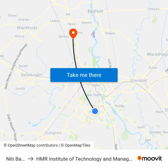 Niti Bagh to HMR Institute of Technology and Management map