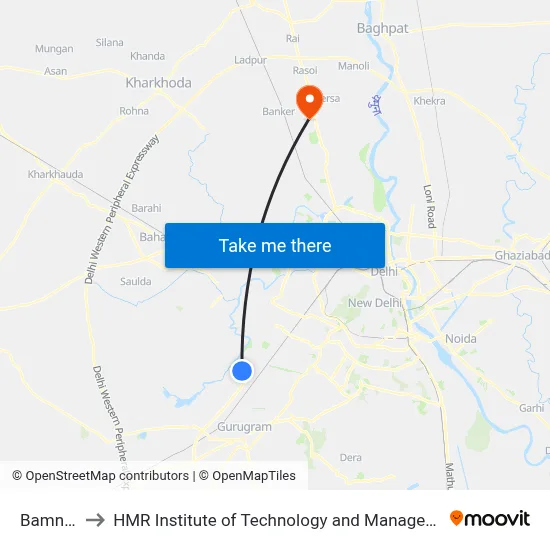 Bamnoli to HMR Institute of Technology and Management map