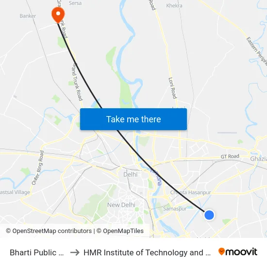 Bharti Public School to HMR Institute of Technology and Management map