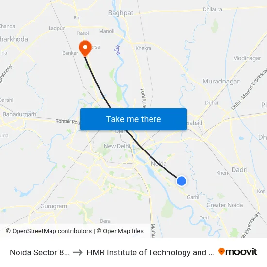 Noida Sector 82 More to HMR Institute of Technology and Management map