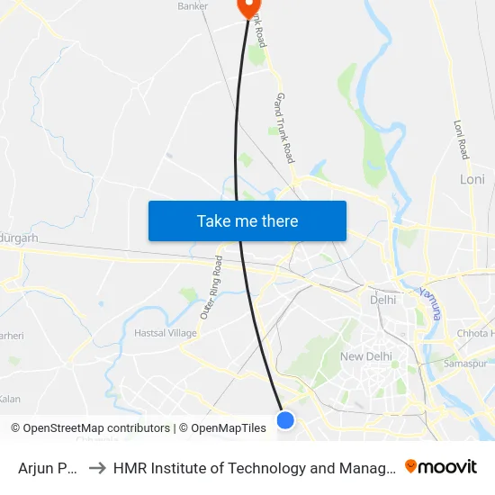 Arjun Path to HMR Institute of Technology and Management map