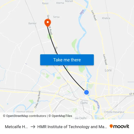Metcalfe House to HMR Institute of Technology and Management map
