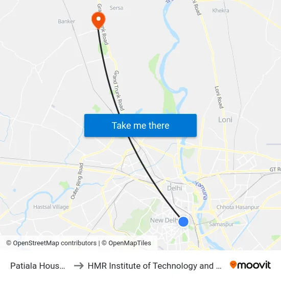 Patiala House Court to HMR Institute of Technology and Management map