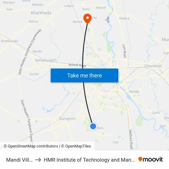 Mandi Village to HMR Institute of Technology and Management map