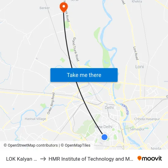 LOK Kalyan Marg to HMR Institute of Technology and Management map