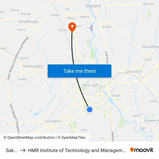 Saket to HMR Institute of Technology and Management map