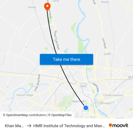 Khan Market to HMR Institute of Technology and Management map