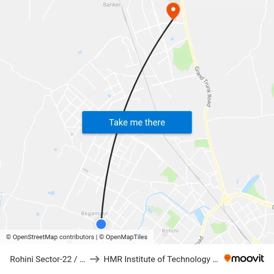 Rohini Sector-22 / 24 Crossing to HMR Institute of Technology and Management map
