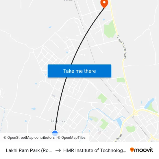 Lakhi Ram Park (Rohini Sector 22) to HMR Institute of Technology and Management map