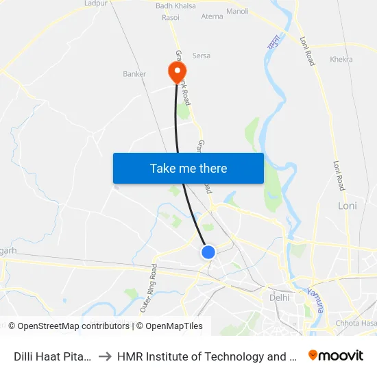 Dilli Haat Pitampura to HMR Institute of Technology and Management map