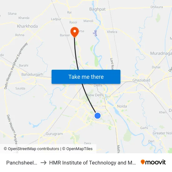 Panchsheel Park to HMR Institute of Technology and Management map