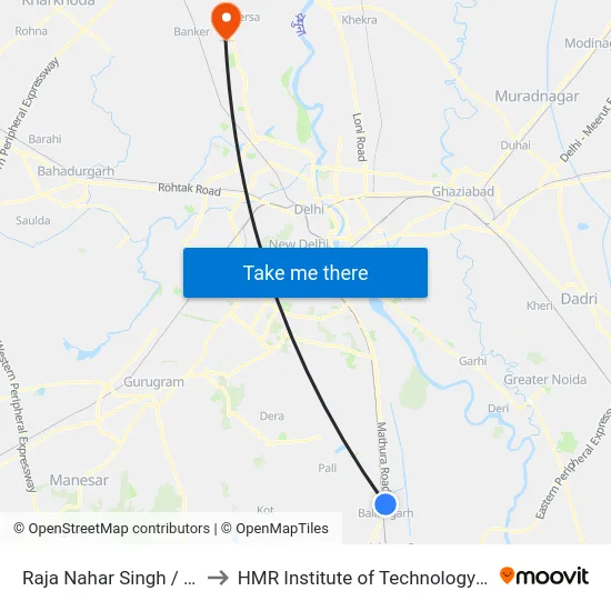 Raja Nahar Singh / राजा नाहर सिंह to HMR Institute of Technology and Management map