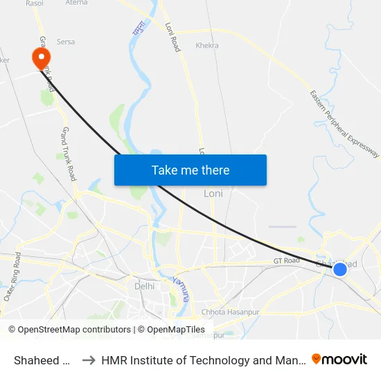 Shaheed Sthal to HMR Institute of Technology and Management map