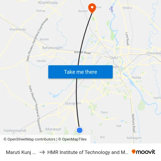 Maruti Kunj Mode to HMR Institute of Technology and Management map
