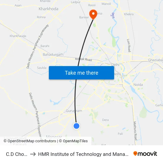 C.D Chowk to HMR Institute of Technology and Management map
