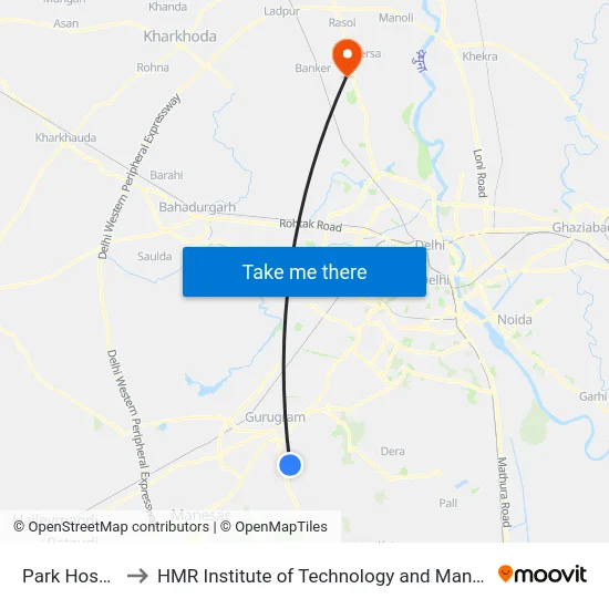 Park Hospital to HMR Institute of Technology and Management map