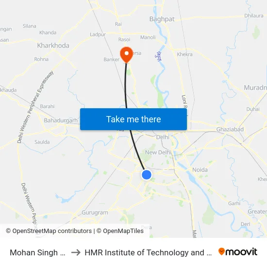 Mohan Singh Market to HMR Institute of Technology and Management map