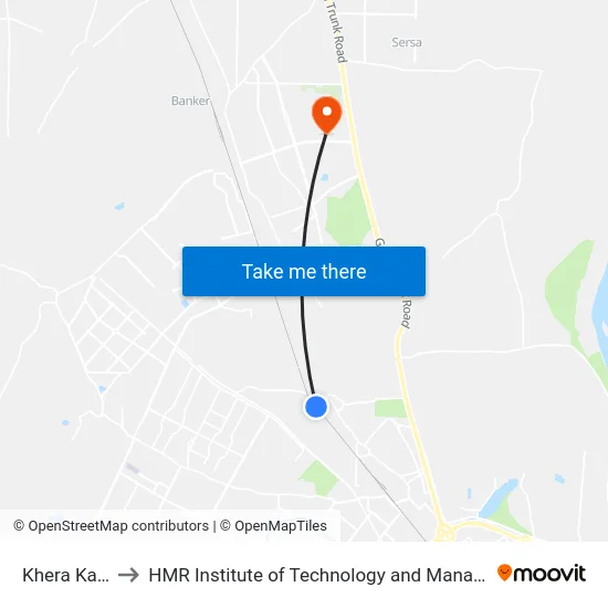 Khera Kalan to HMR Institute of Technology and Management map