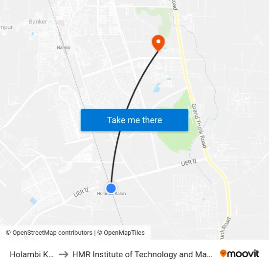 Holambi Kalan to HMR Institute of Technology and Management map